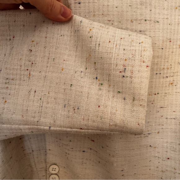 80s Le Château Cream Speckled Double-Breasted Power Blazer S/M Linen Blend - Picture 8 of 10